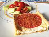 Tarte rectangulaire tomate, pesto et ricotta