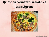 Quiche au roquefort, brocolis et champignons