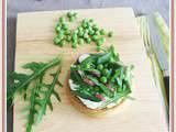 Tartelettes feuilletées de petits pois, pois gourmands et roquette