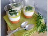 Verrines de coulis de tomates séchées, ricotta au parmesan et pesto de roquette