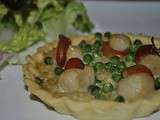 Tarte Saint jacques/petits pois sur fondue de poireaux