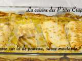 Gratin marin sur lit de poireau, sauce moutarde