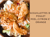 Aiguillettes de poulet au miel, citron et orange