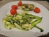 Au menu ce soir: Cabillaud en croute de pesto et parmesan et tagliatelles de courgettes au parmesan