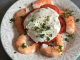 Mille feuille tomates chèvre frais et crevettes