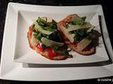 Bruschetta de poulet grille, parmesan et tomates