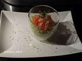 Verrine de saumon, guacamole au citron vert ( recette de l atelier des chefs)