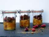 Pommes, noix et granberry roties, confiture de lait et crumble speculos