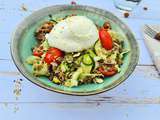 Salade lentilles, courgettes, tomates et burrata