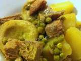 Tajine d'agneau, petits pois et artichauts