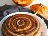 Gâteau vegan zébré, courge et chocolat. Happy Halloween