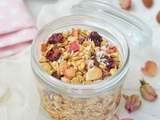 Granola à la rose, framboise & amandes #vegan #glutenfree