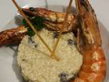 Risotto aux morilles et gambas flambées au whisky