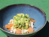 Tartare d'avocat et de pomme , vinaigrette d'agrumes