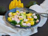 Salade de mâche avocat, mangue et crevettes