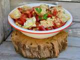 Salade pois chiches, tomates, persil, toast de chèvre