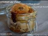 Pommes au four, coeur confiture de lait, sur un lit de crumble noisette