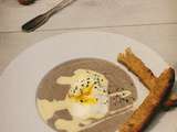 Velouté de Champignons à la Moutarde Reine de Dijon, Oeuf Poché et sa Mouillette à la Moutarde Reine de Dijon « Cèpes et Ail »