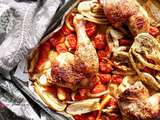 Cuisses de poulet aux graines de coriandre et à la menthe sur légumes confits