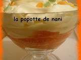 Créme mangue, passion, ananas sur purée de papaye