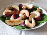 Salade de crevettes, poires et betteraves