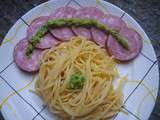 Spaghettis au pesto et saucisse de Morteau