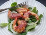 Gambas Roulées a La Coppa Sur Lit de Salade et d'Oignon