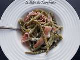 Haricots verts Carbonara et Jambon Cru