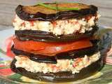 Millefeuille d'aubergines et fétaaux poivrons