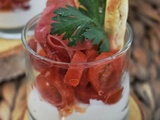 Verrine chèvre tomates bresaola