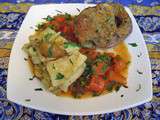 Jarret de veau de lait en croûte d'agrumes, gratin de pâtes, légumes