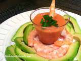 Salade d'avocats et de crevettes sauce cocktail, sans additifs, sans sucre, avec oeufs