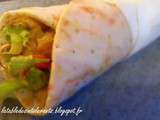 Wraps poulet avocat sauce curry, sans gluten, sans lactose, sans sucre