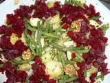 Salade aux 2 pommes-betteraves-haricots-noix et vin blanc