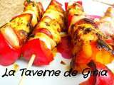 Brochettes de poulet à l'espagnole(chorizo, poivron, crevettes...)