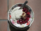 Porridge avec grenade et framboises