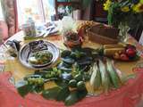 Soirée d'été comme autrefois: repas de fruits et de graines