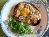 Tartines chaudes champignons - cheddar - vin blanc