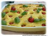 Gratin de polenta, tomates cerises et basilic