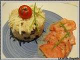 Risotto aux lardons, salade de tomates