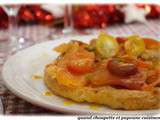 Tarte de tomate au gravlax, vinaigrette aux câpres