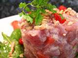 Tartare de thon à la fraise et vinaigre de framboise en 2 versions pour un concours