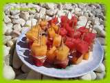 Brochettes pastèque-melon-jambon fumé