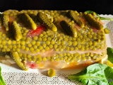 Aspic d’œuf, petits pois et saumon fumé/ Terrine en gelée