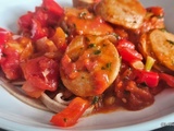 Boudin blanc à la sauce tomates