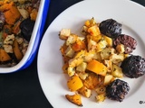 Dés de butternut et de cèleri rave rôtis et boudin noir