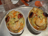 Petits flans de crevettes et chorizo