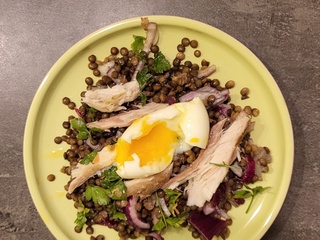 Salade de lentilles maquereau et œuf