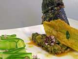 Courgettes farcies au vert,fleurs en tempura