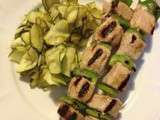 Brochettes de thon et sa poêlée de courgettes